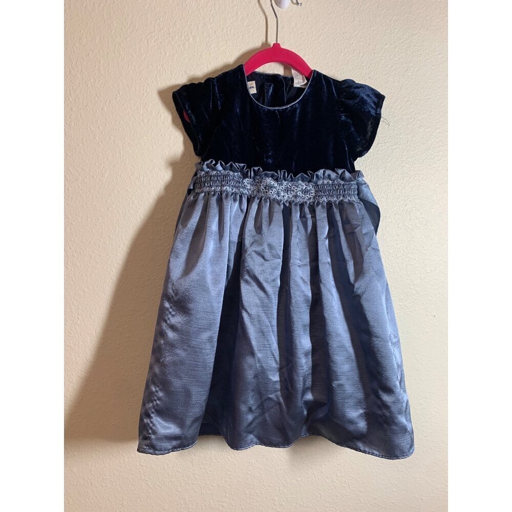 Vintage B.T. Kids Party Dress Toddler Girls 2T Blue AC9